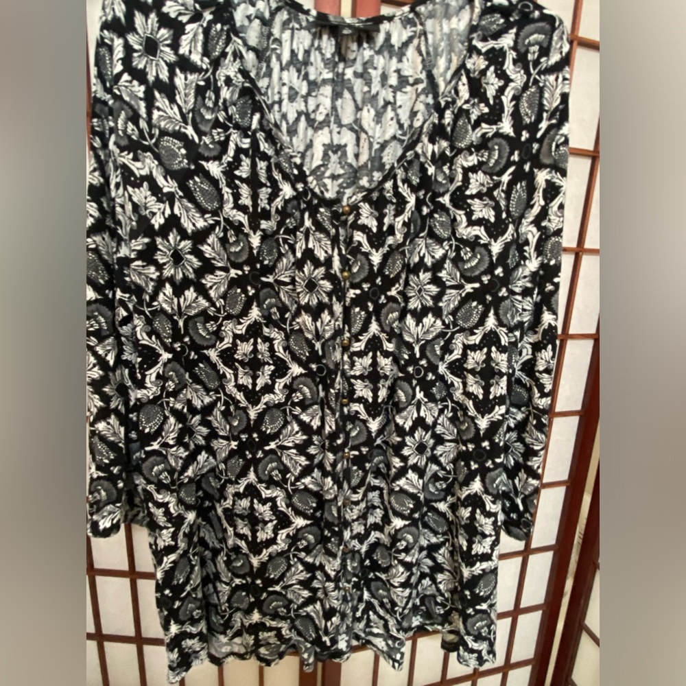 (S6) Chelsea Studios 2X (26/28) Boho V-Neck Button-Down Tunic